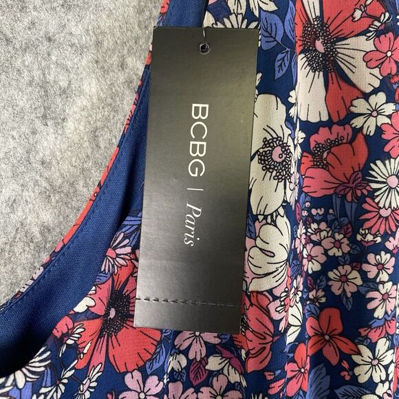BCBG Paris Dress Womens XS Blue Pink Halter Floral Chiffon Handkerchief Hem Boho - Picture 14 of 15